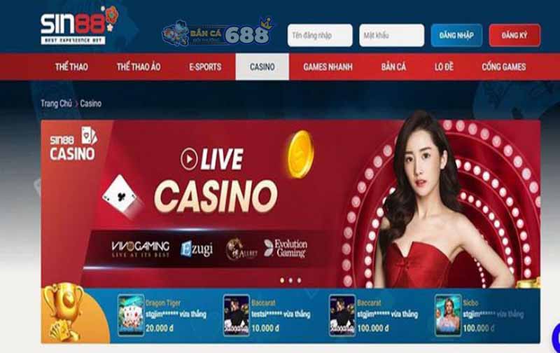 Nhà cái Sin88 - Địa chỉ cá cược online an toàn cho bet thủ 3 Live casino chất lượng cao