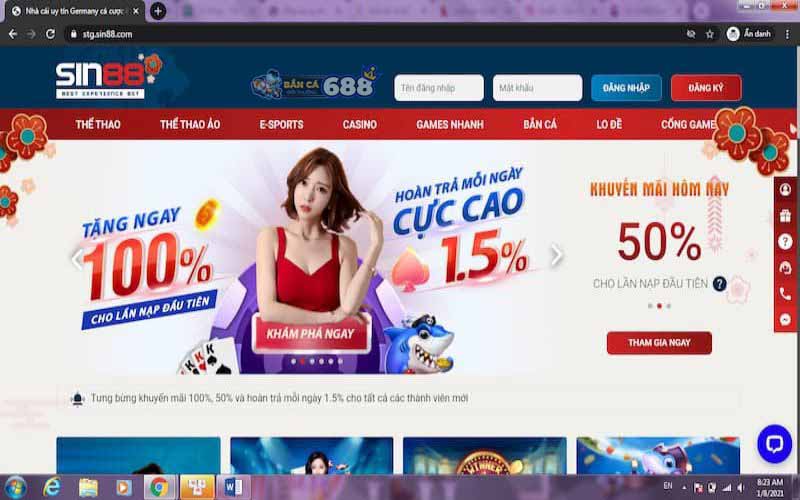 Nhà cái Sin88 - Địa chỉ cá cược online an toàn cho bet thủ 4 Nhiều KM khủng